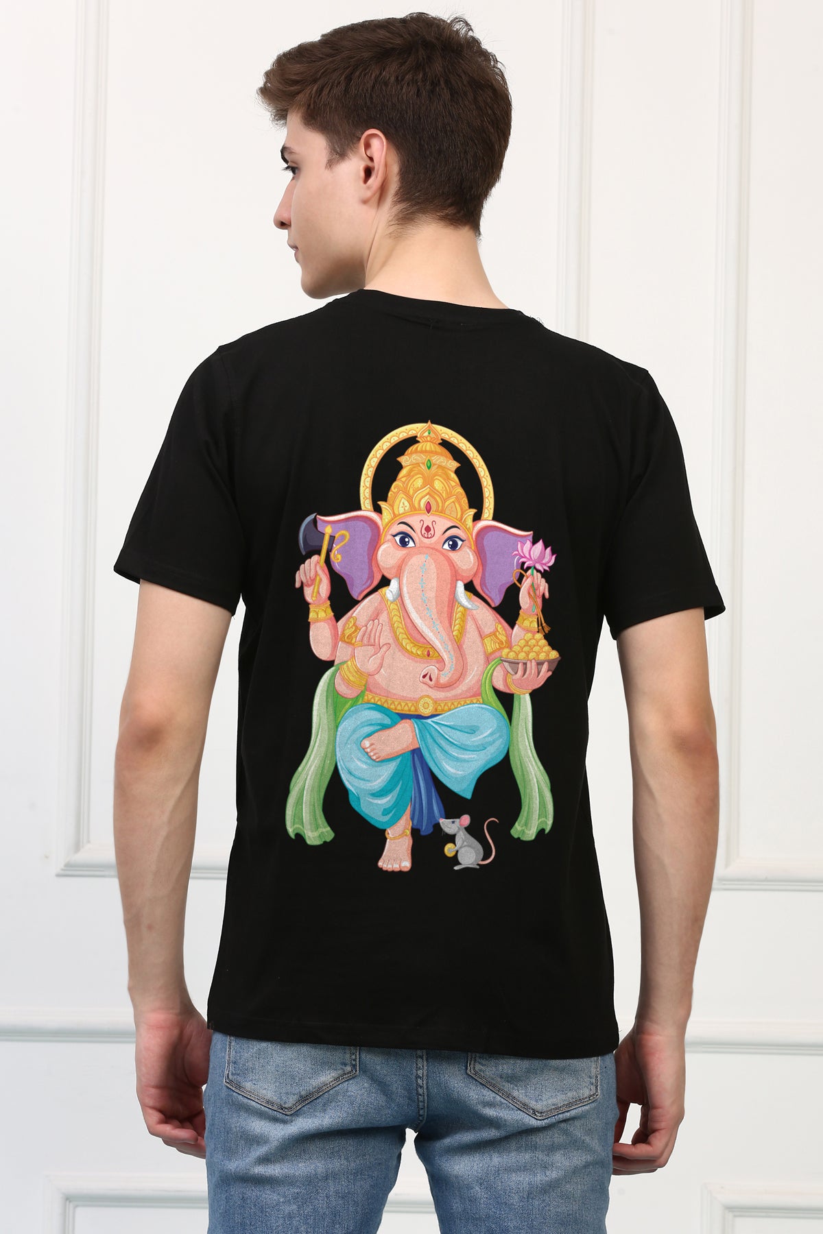 Men's Ganpati Printed Oversized Half Sleeves Tshirt ( GS: 10 )