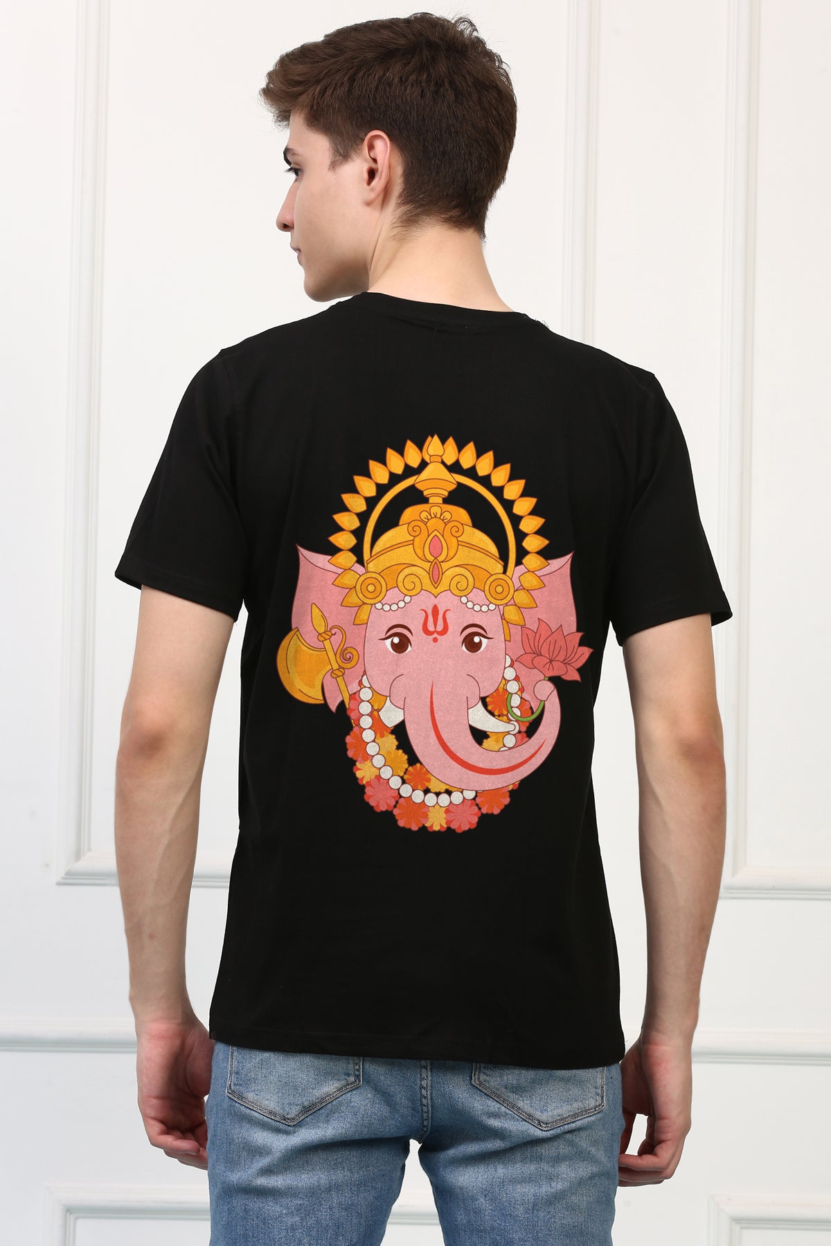 Men's Ganpati Printed Oversized Half Sleeves Tshirt ( GS: 11 )