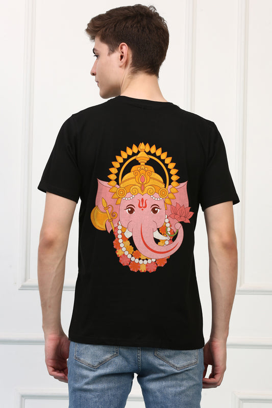 Men's Ganpati Printed Oversized Half Sleeves Tshirt ( GS: 11 )