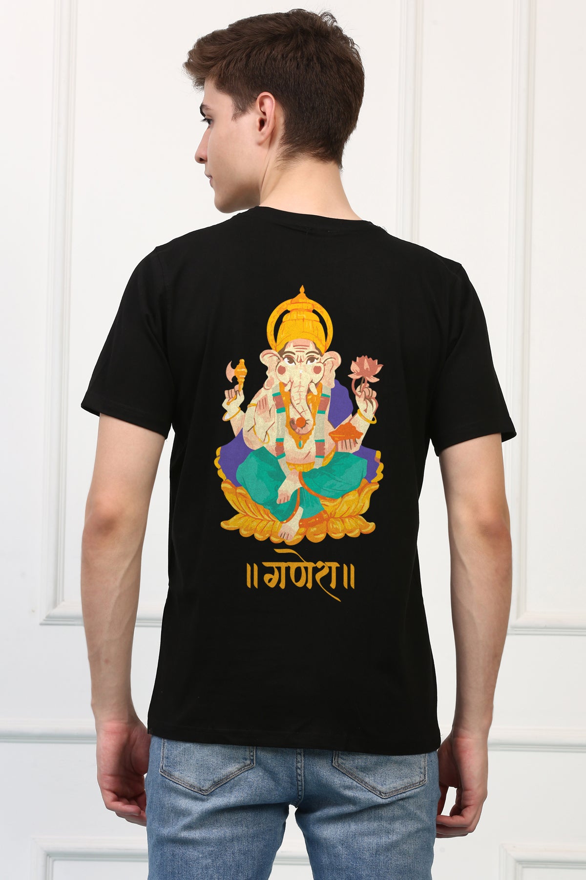 Men's Ganpati Printed Oversized Half Sleeves Tshirt ( GS: 15 )