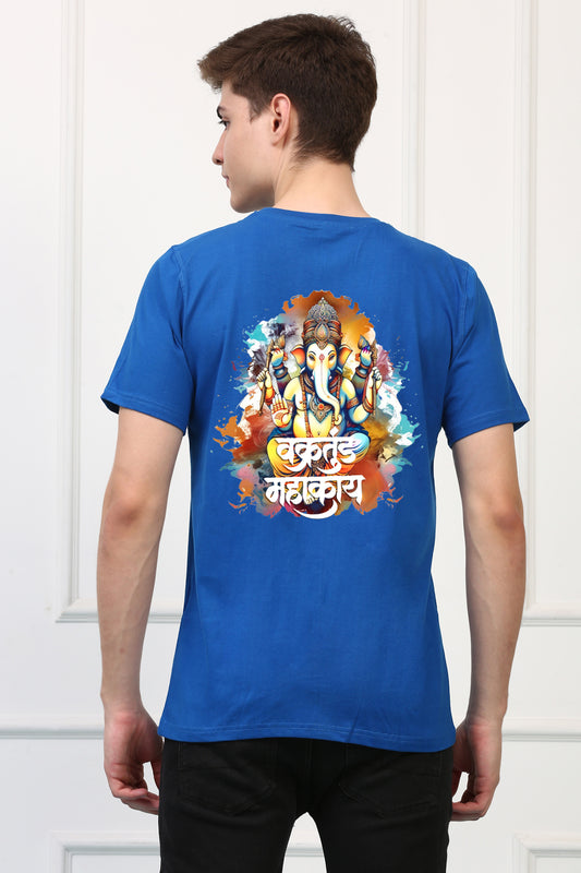 Men's Ganpati Printed Oversized Half Sleeves Tshirt ( GS: 17 )