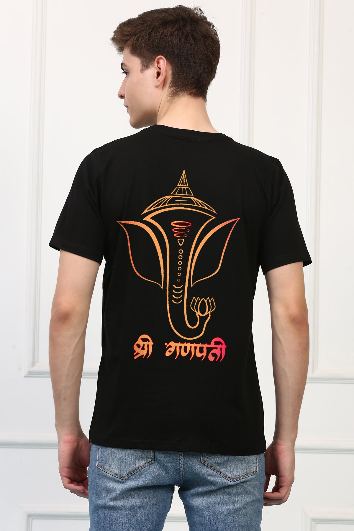 Men's Ganpati Printed Oversized Half Sleeves Tshirt ( GS: 18 )