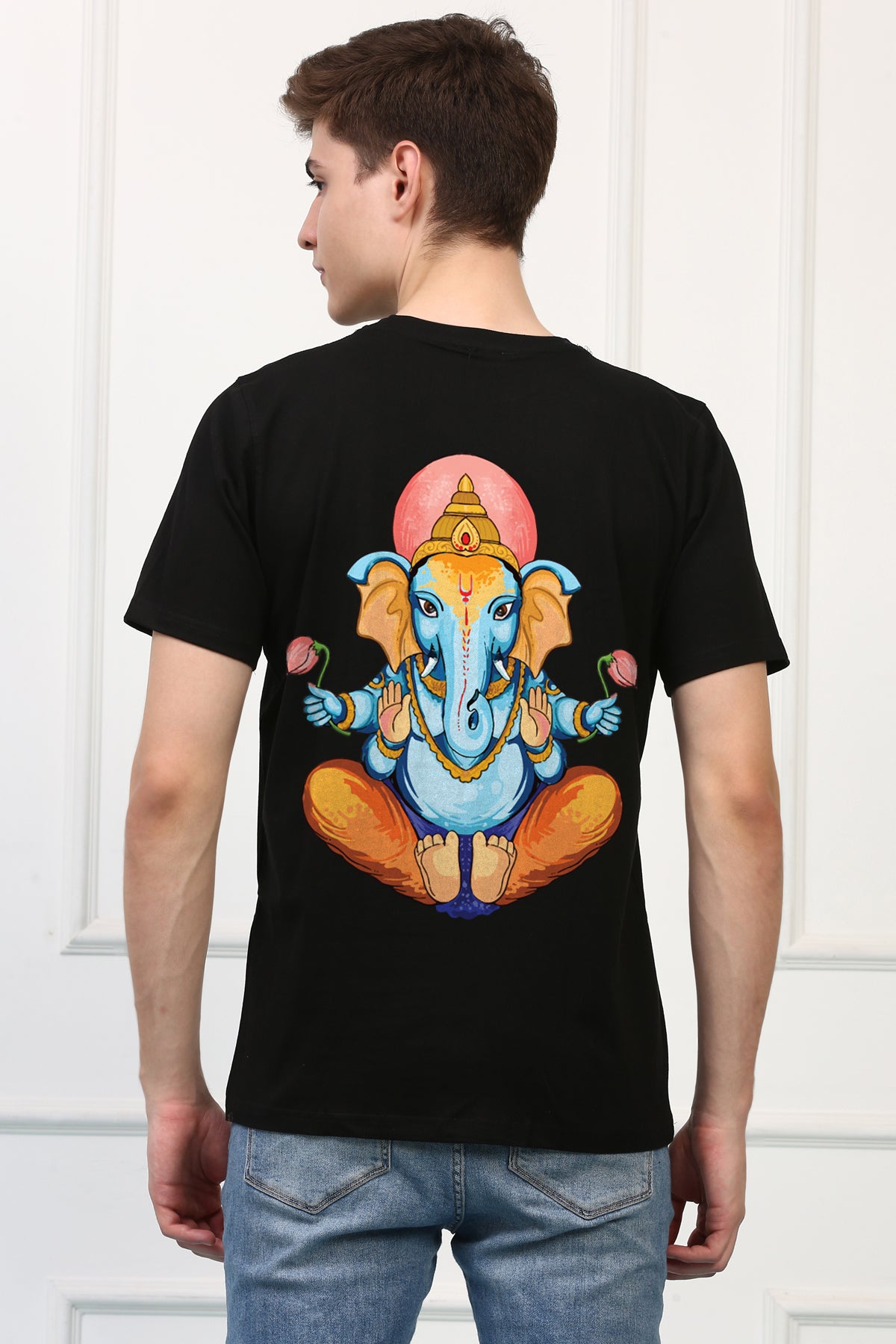 Men's Ganpati Printed Oversized Half Sleeves Tshirt ( GS: 1 )