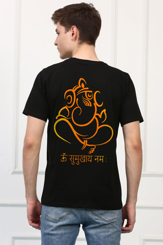 Men's Ganpati Printed Oversized Half Sleeves Tshirt ( GS: 21 )