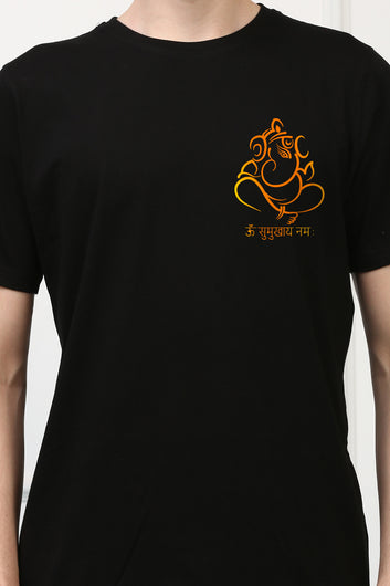 Men's Ganpati Printed Oversized Half Sleeves Tshirt ( GS: 21 )