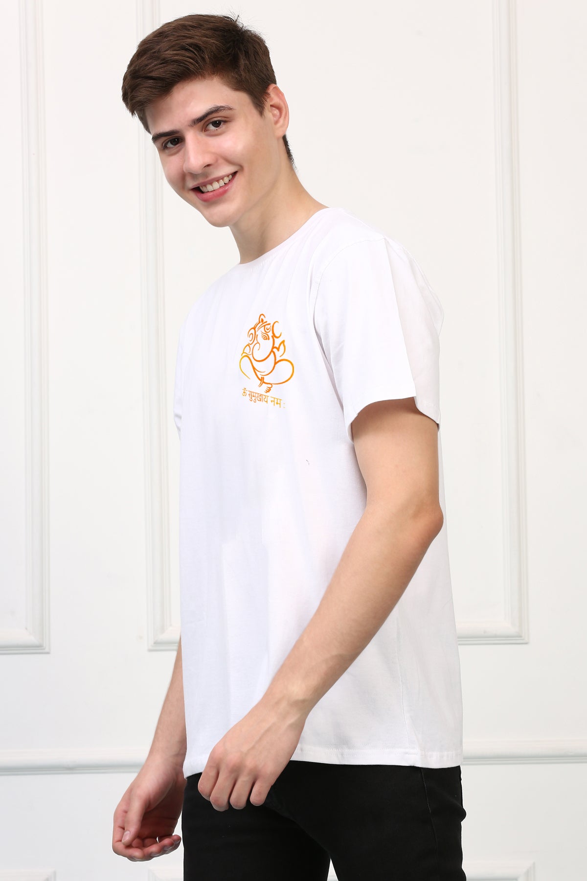 Men's Ganpati Printed Oversized Half Sleeves Tshirt ( GS: 21 )