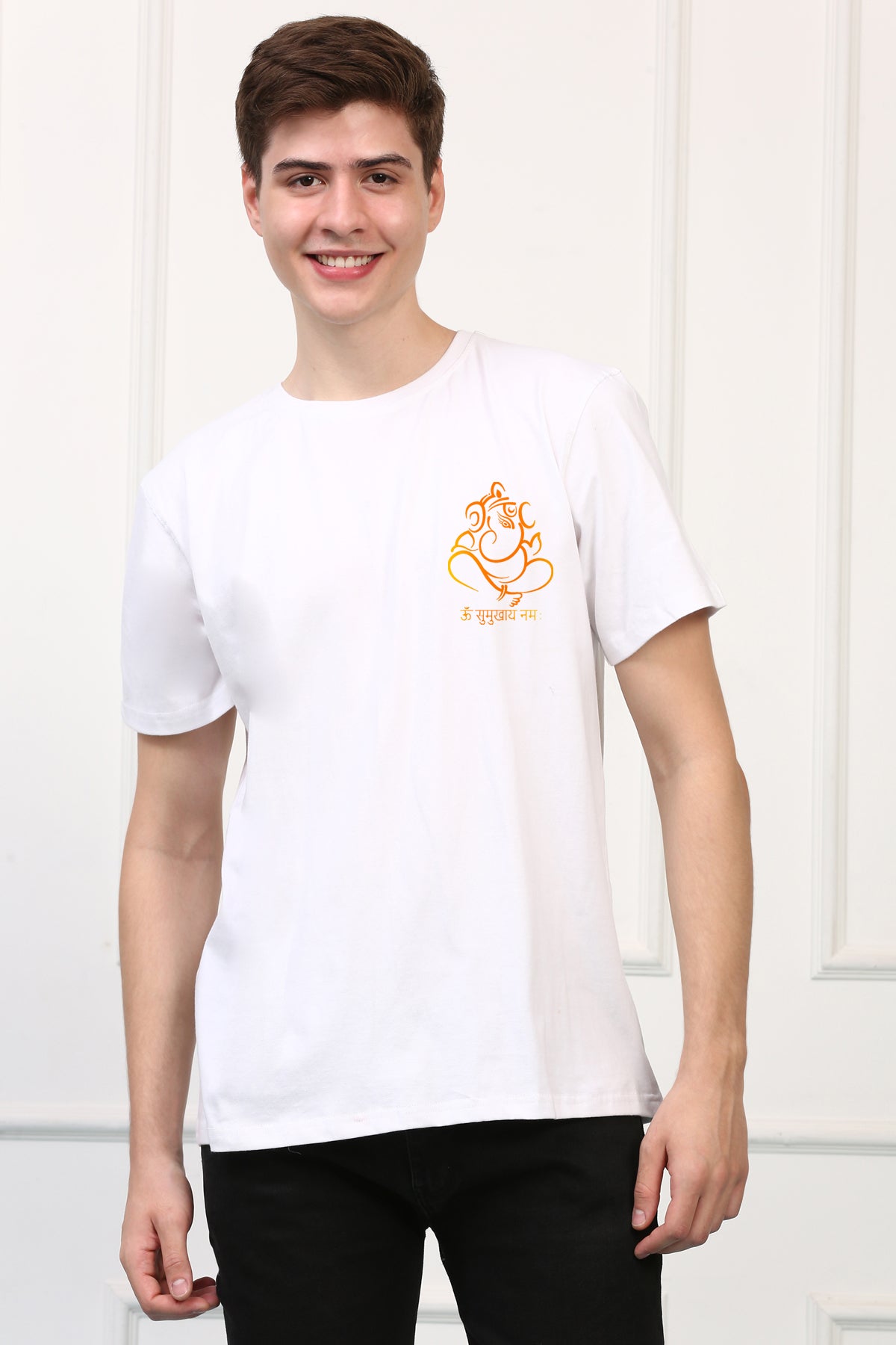 Men's Ganpati Printed Oversized Half Sleeves Tshirt ( GS: 21 )