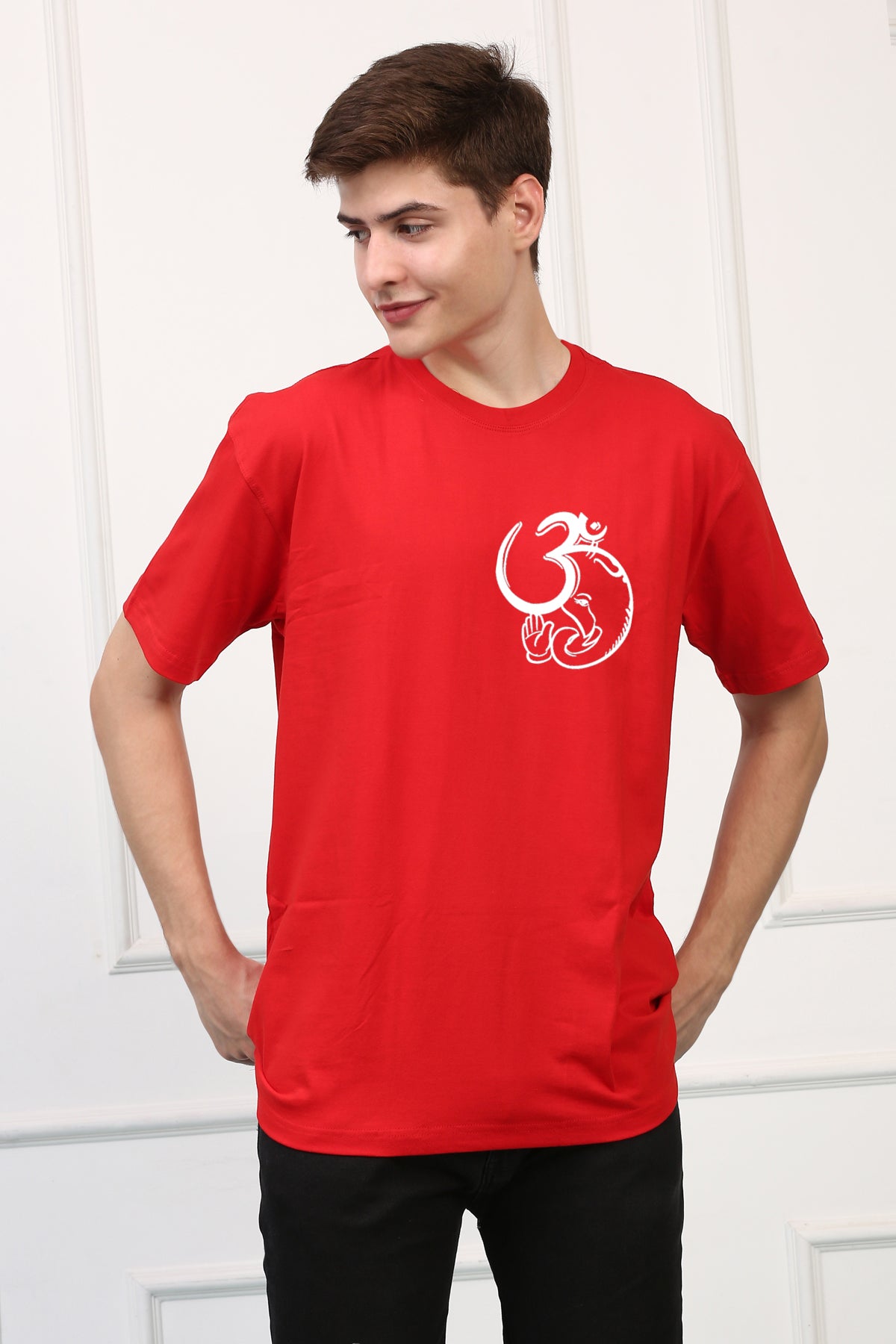 Men's Ganpati Printed Oversized Half Sleeves Tshirt ( GS: 22 )