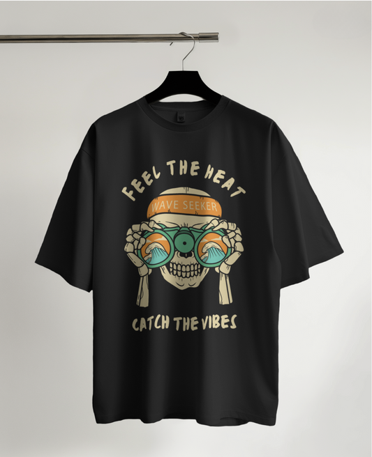 Feel the Heat, Catch the Vibes – Skull Inferno Oversized Tee