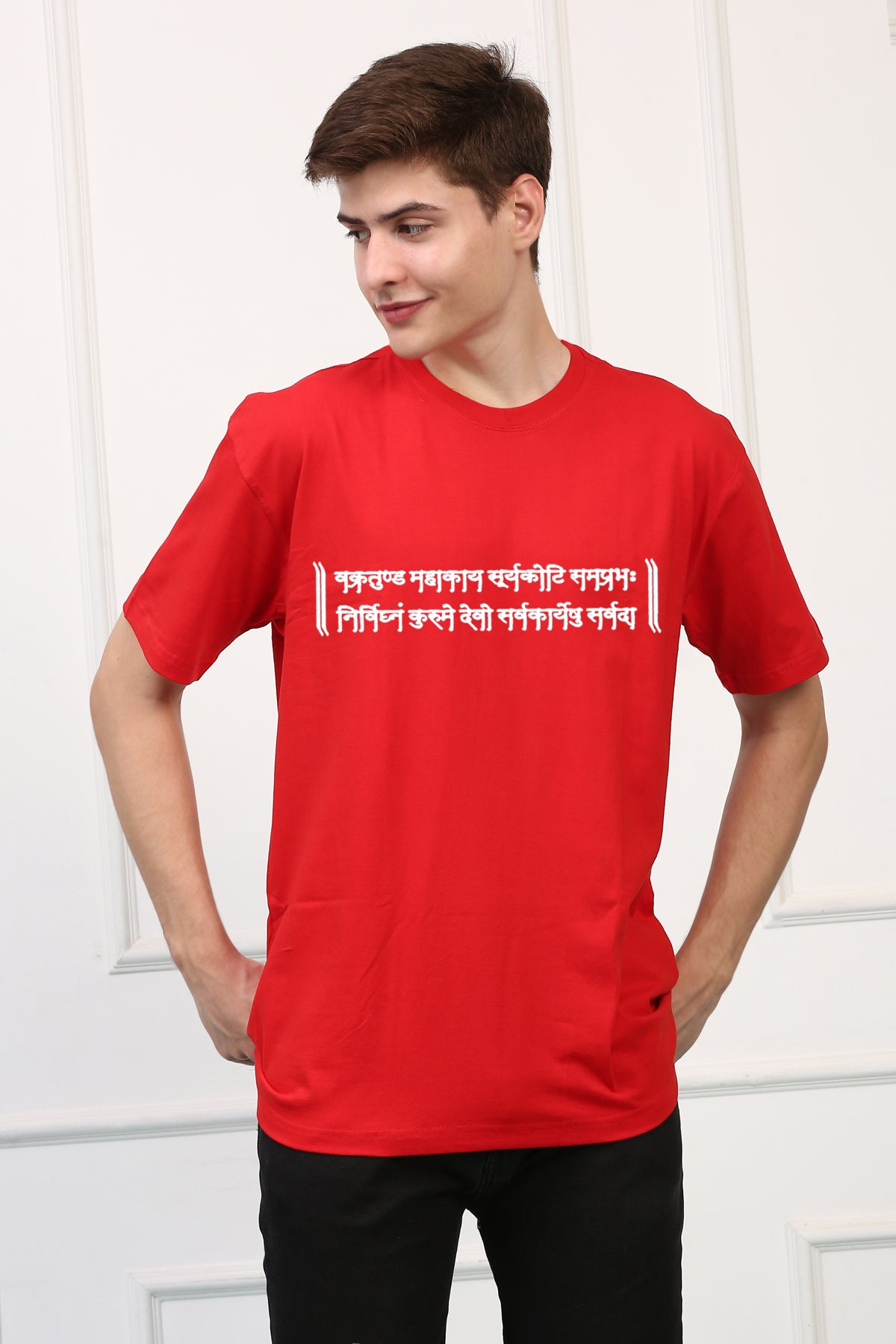 Men's Ganpati Printed Oversized Half Sleeves Tshirt ( GS: 23 )