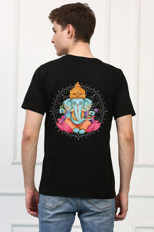 Men's Ganpati Printed Oversized Half Sleeves Tshirt ( GS: 20 )