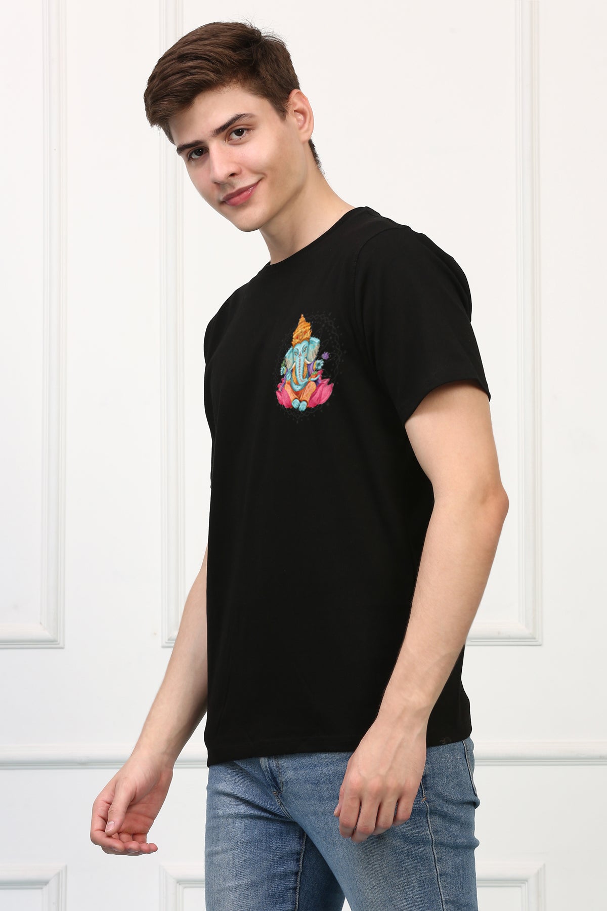 Men's Ganpati Printed Oversized Half Sleeves Tshirt ( GS: 2 )