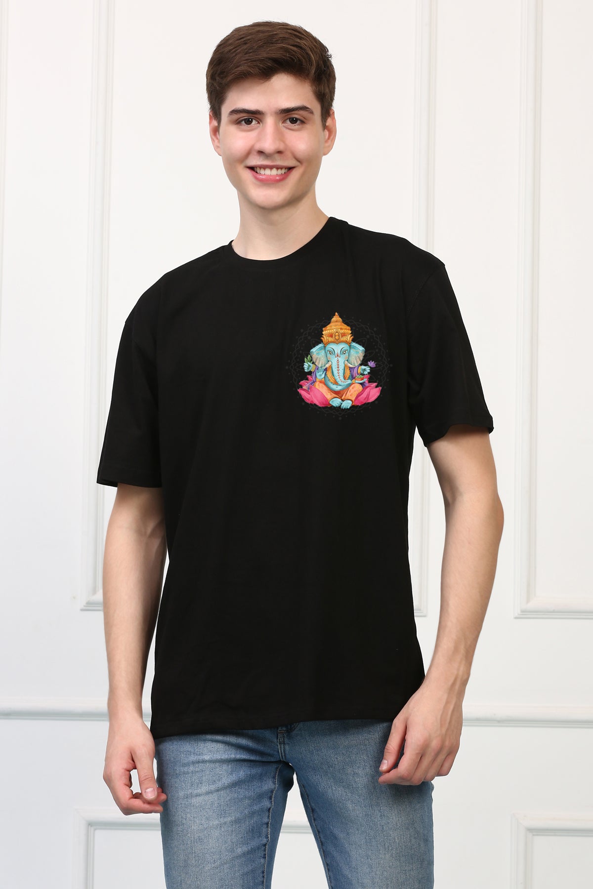 Men's Ganpati Printed Oversized Half Sleeves Tshirt ( GS: 2 )