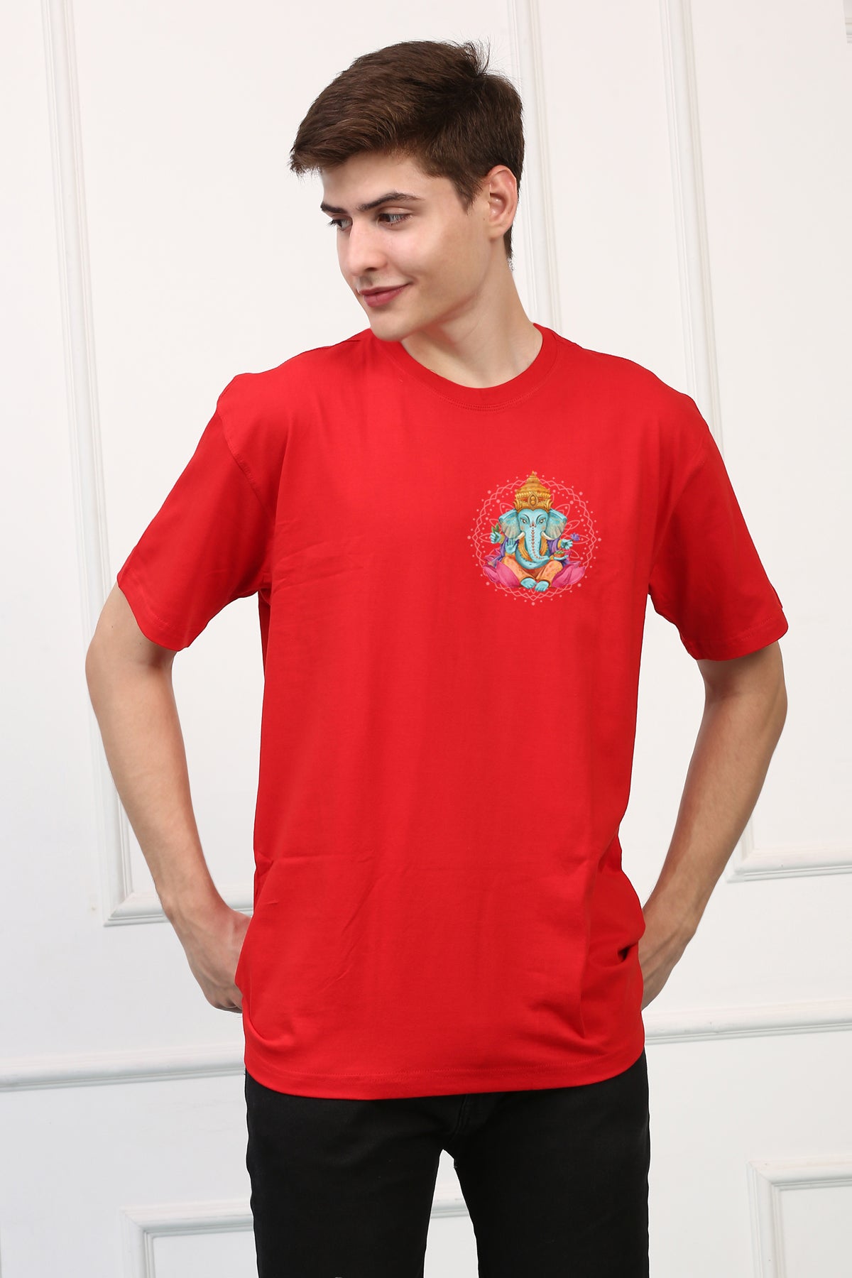 Men's Ganpati Printed Oversized Half Sleeves Tshirt ( GS: 2 )