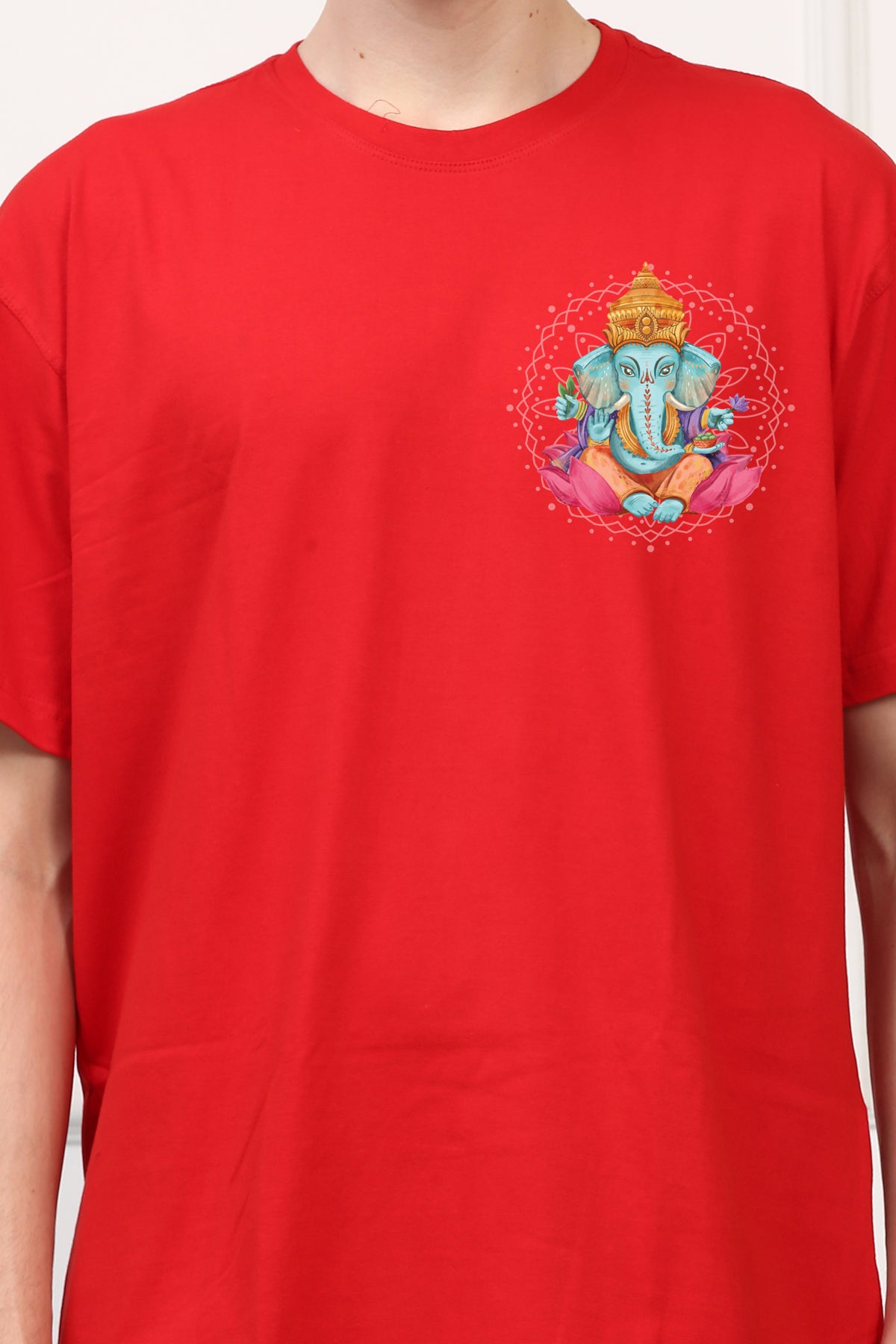 Men's Ganpati Printed Oversized Half Sleeves Tshirt ( GS: 2 )