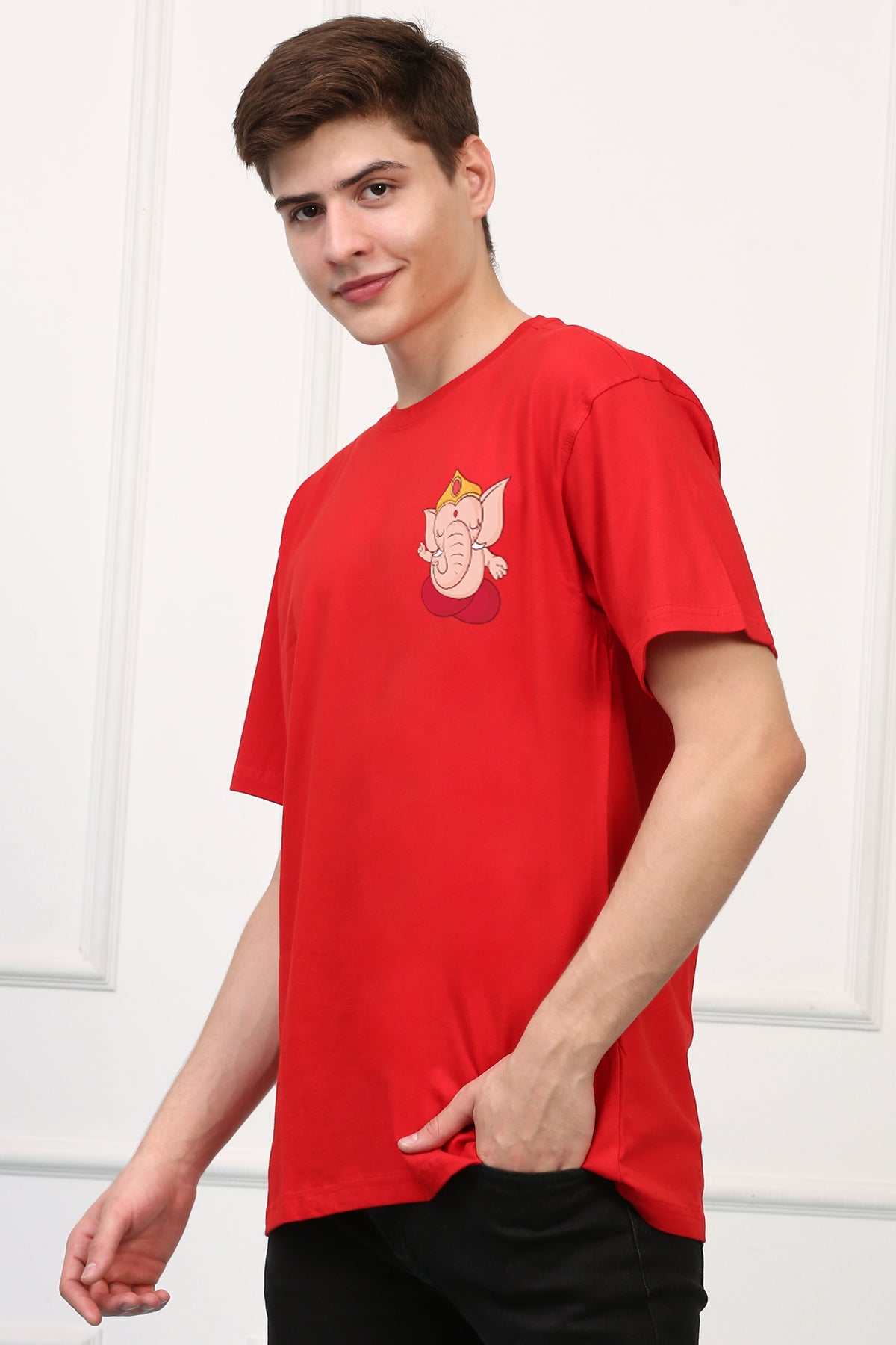 Men's Ganpati Printed Oversized Half Sleeves Tshirt ( GS: 3 )