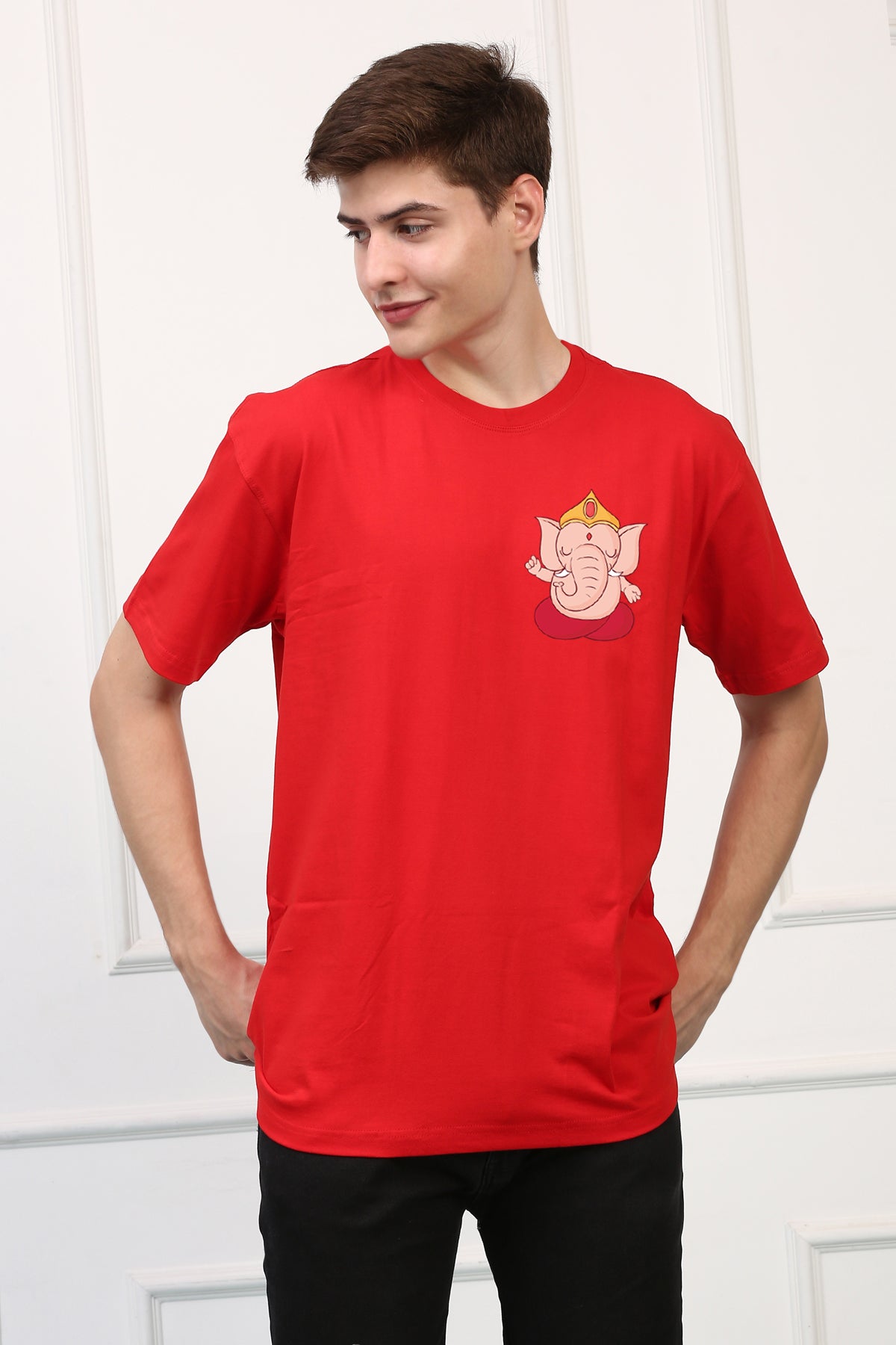 Men's Ganpati Printed Oversized Half Sleeves Tshirt ( GS: 3 )