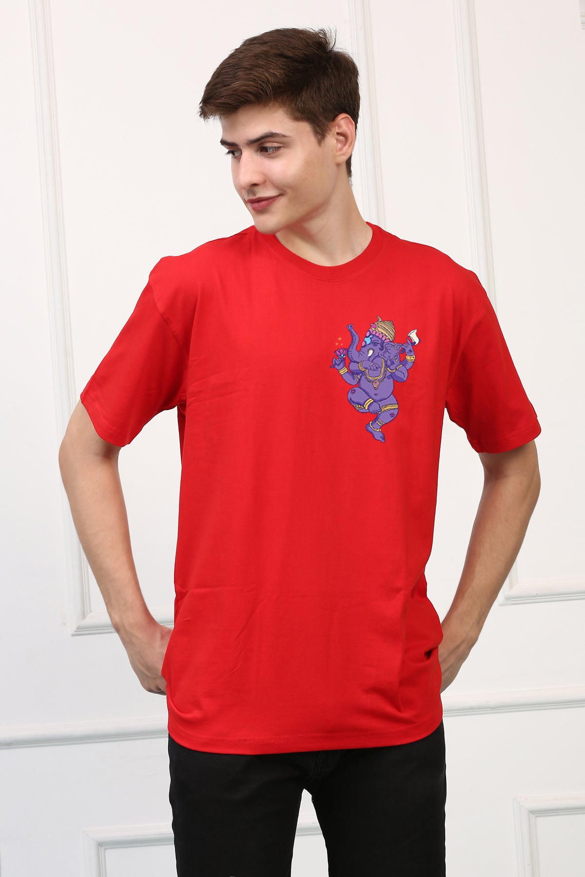 Men's Ganpati Printed Oversized Half Sleeves Tshirt ( GS: 4 )