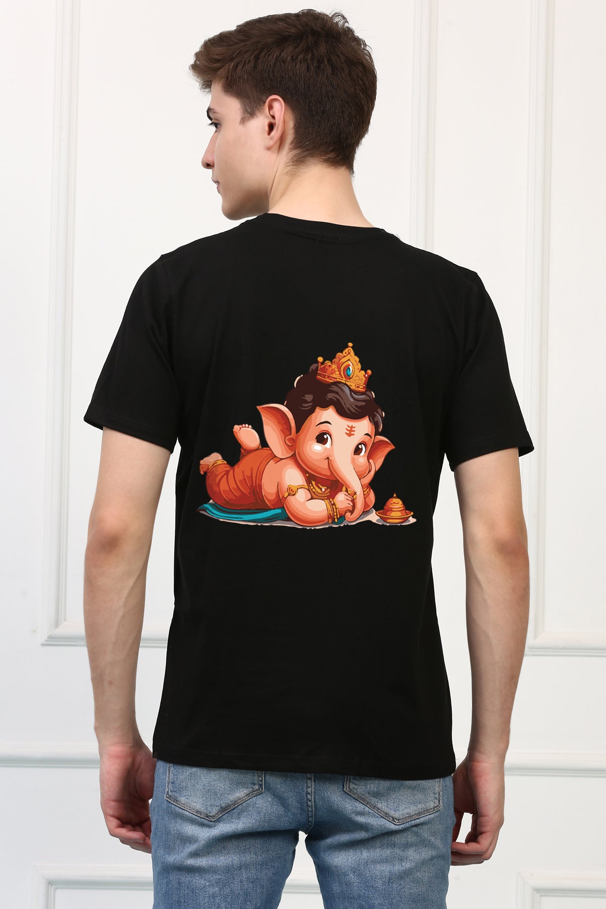 Men's Ganpati Printed Oversized Half Sleeves Tshirt ( GS: 6 )