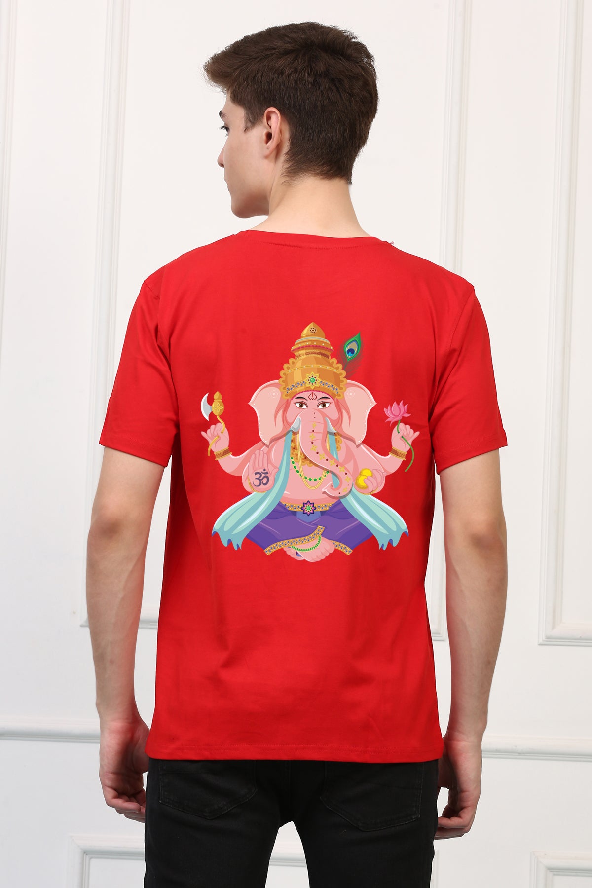 Men's Ganpati Printed Oversized Half Sleeves Tshirt ( GS: 7 )