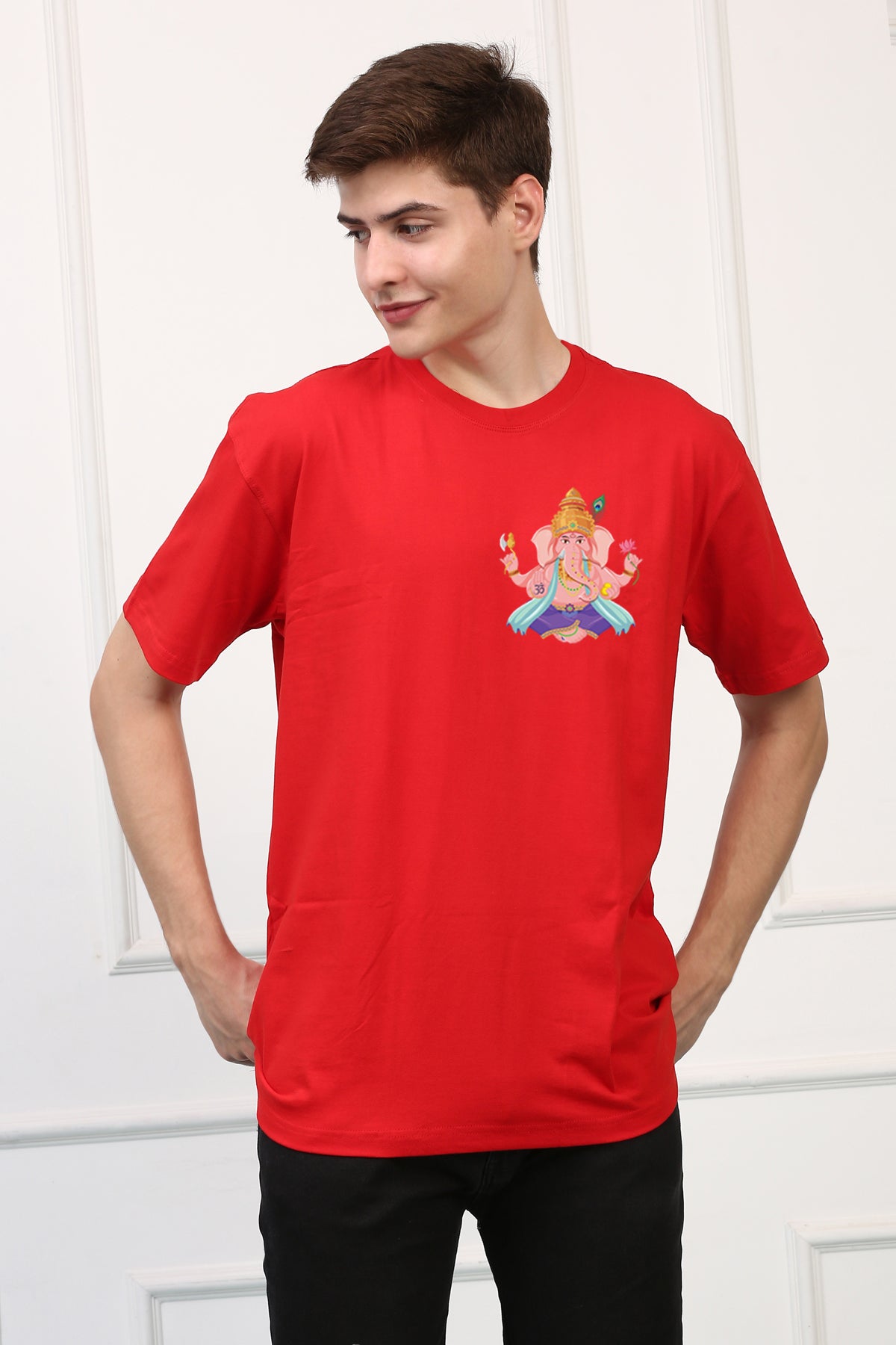 Men's Ganpati Printed Oversized Half Sleeves Tshirt ( GS: 7 )