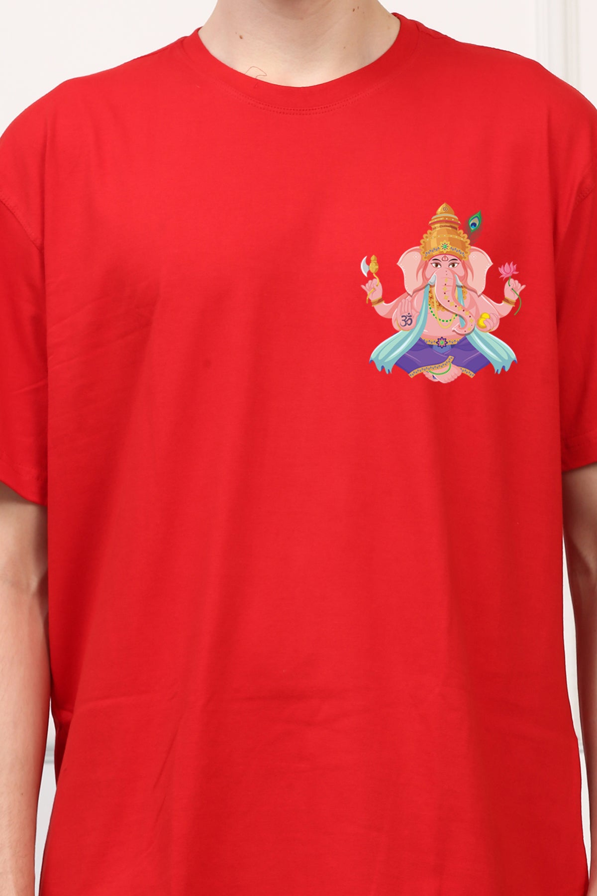 Men's Ganpati Printed Oversized Half Sleeves Tshirt ( GS: 7 )