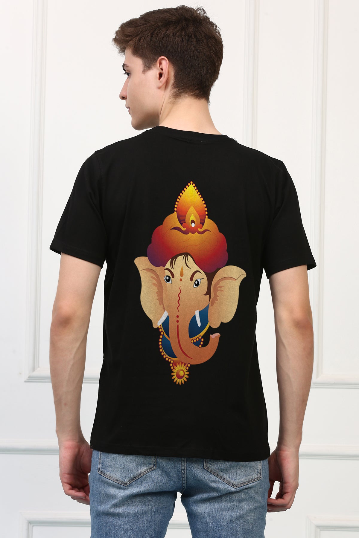 Men's Ganpati Printed Oversized Half Sleeves Tshirt ( GS: 8 )