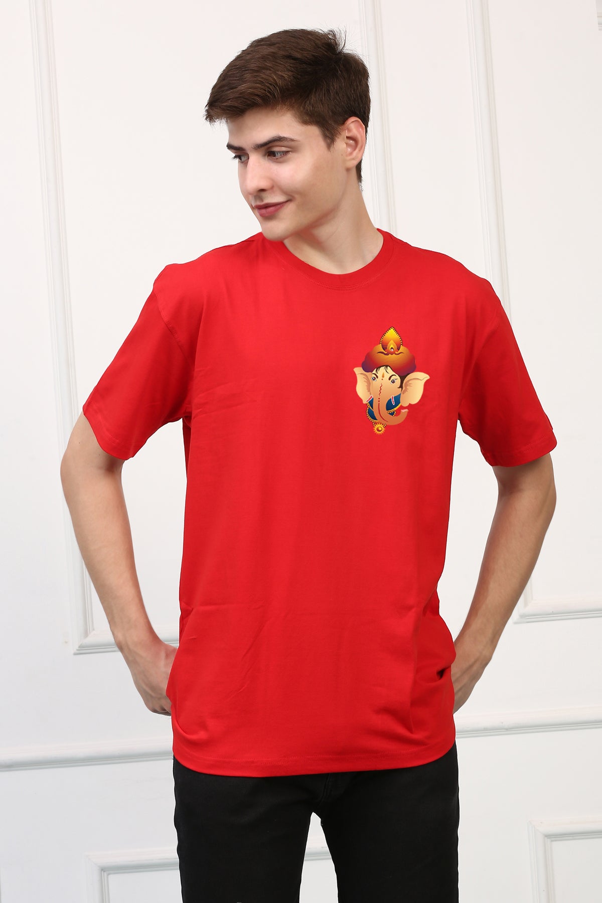 Men's Ganpati Printed Oversized Half Sleeves Tshirt ( GS: 8 )