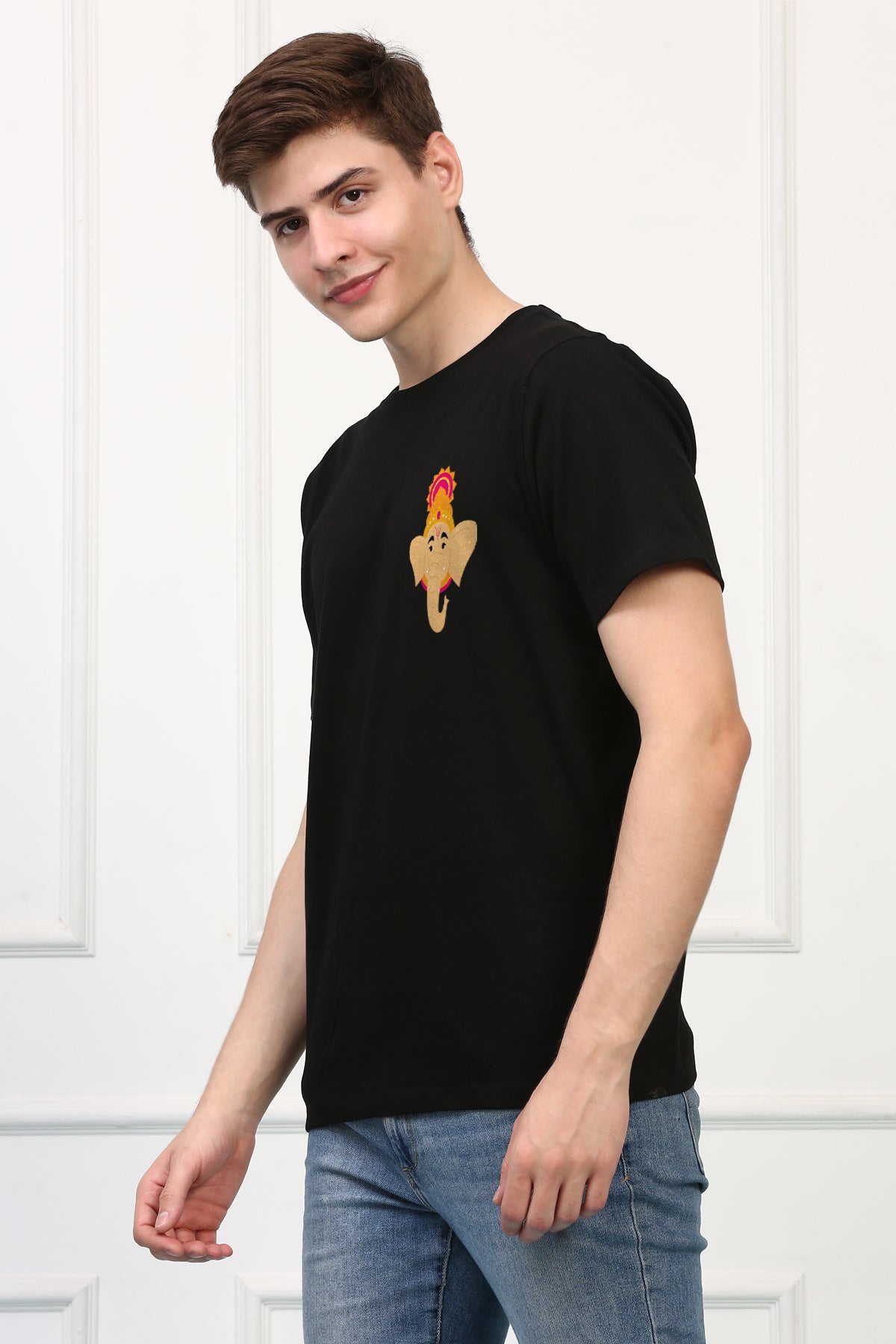 Men's Ganpati Printed Oversized Half Sleeves Tshirt ( GS: 9 )