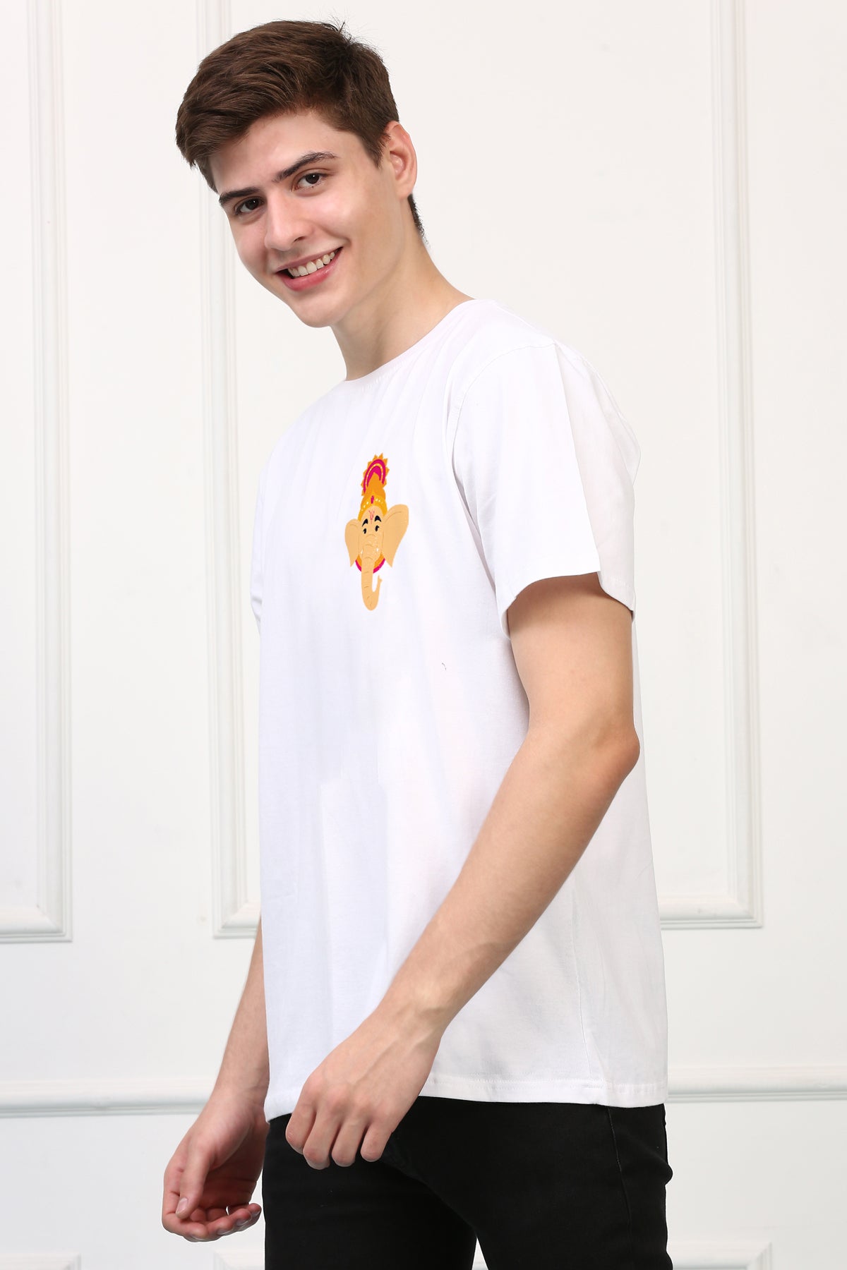 Men's Ganpati Printed Oversized Half Sleeves Tshirt ( GS: 9 )