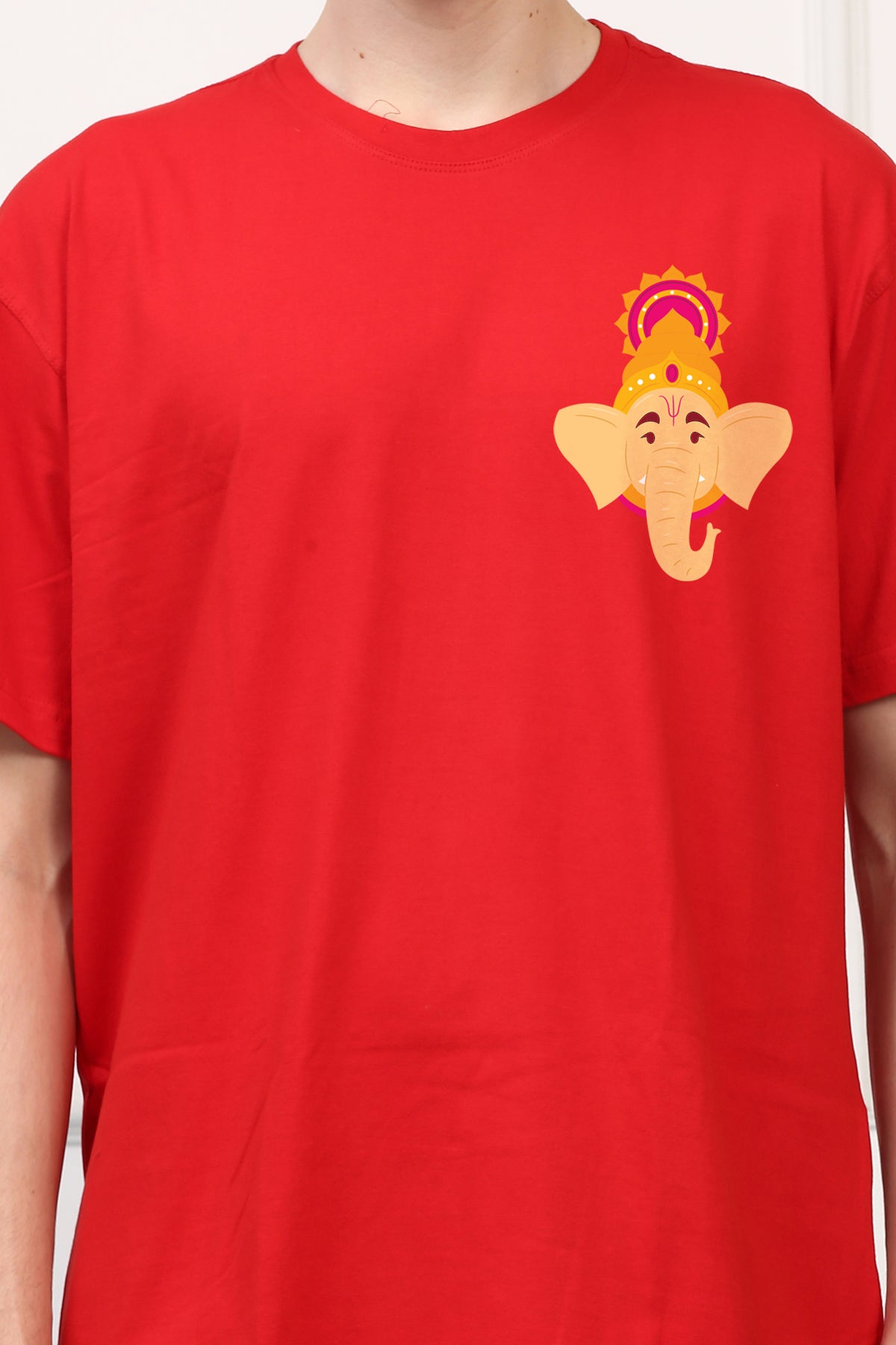 Men's Ganpati Printed Oversized Half Sleeves Tshirt ( GS: 9 )