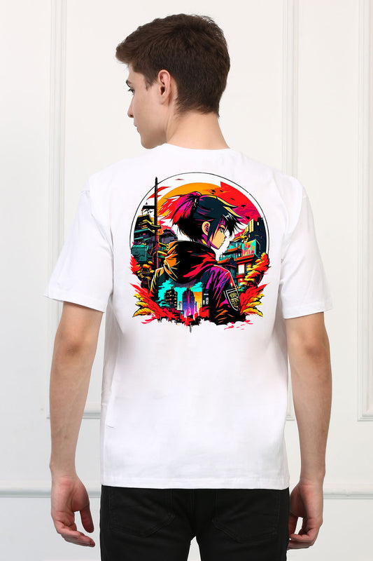 Oversized Anime Charractor Stylish Graffitti Design Printed Tshirt