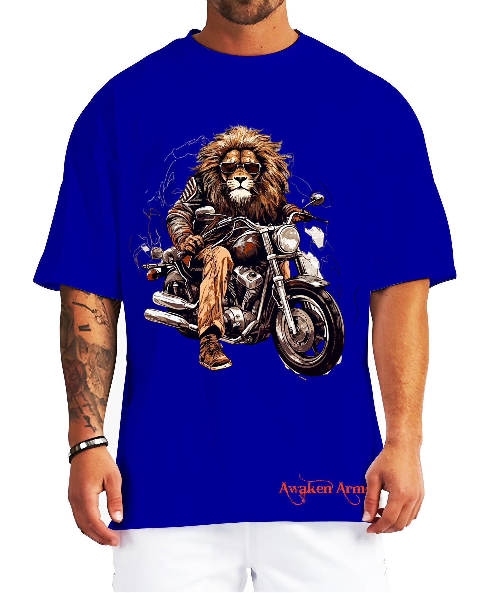 Biker Lion Oversized Printed Tshirt