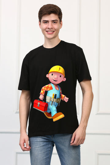 Oversized Bob the Builder Cartoons Printed Tshirt