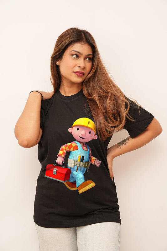 Cartoon Women Oversized Bob the Builder Printed Tshirt