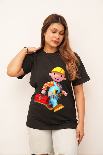 Cartoon Women Oversized Bob the Builder Printed Tshirt