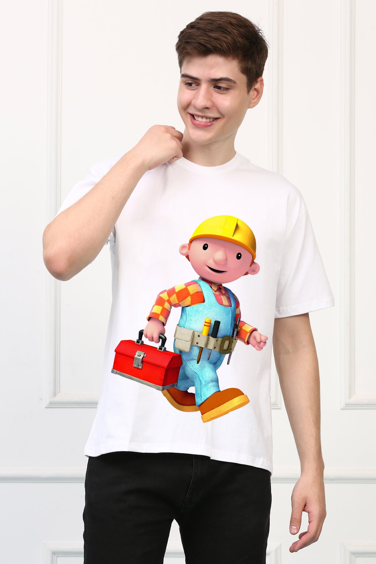 Oversized Bob the Builder Cartoons Printed Tshirt