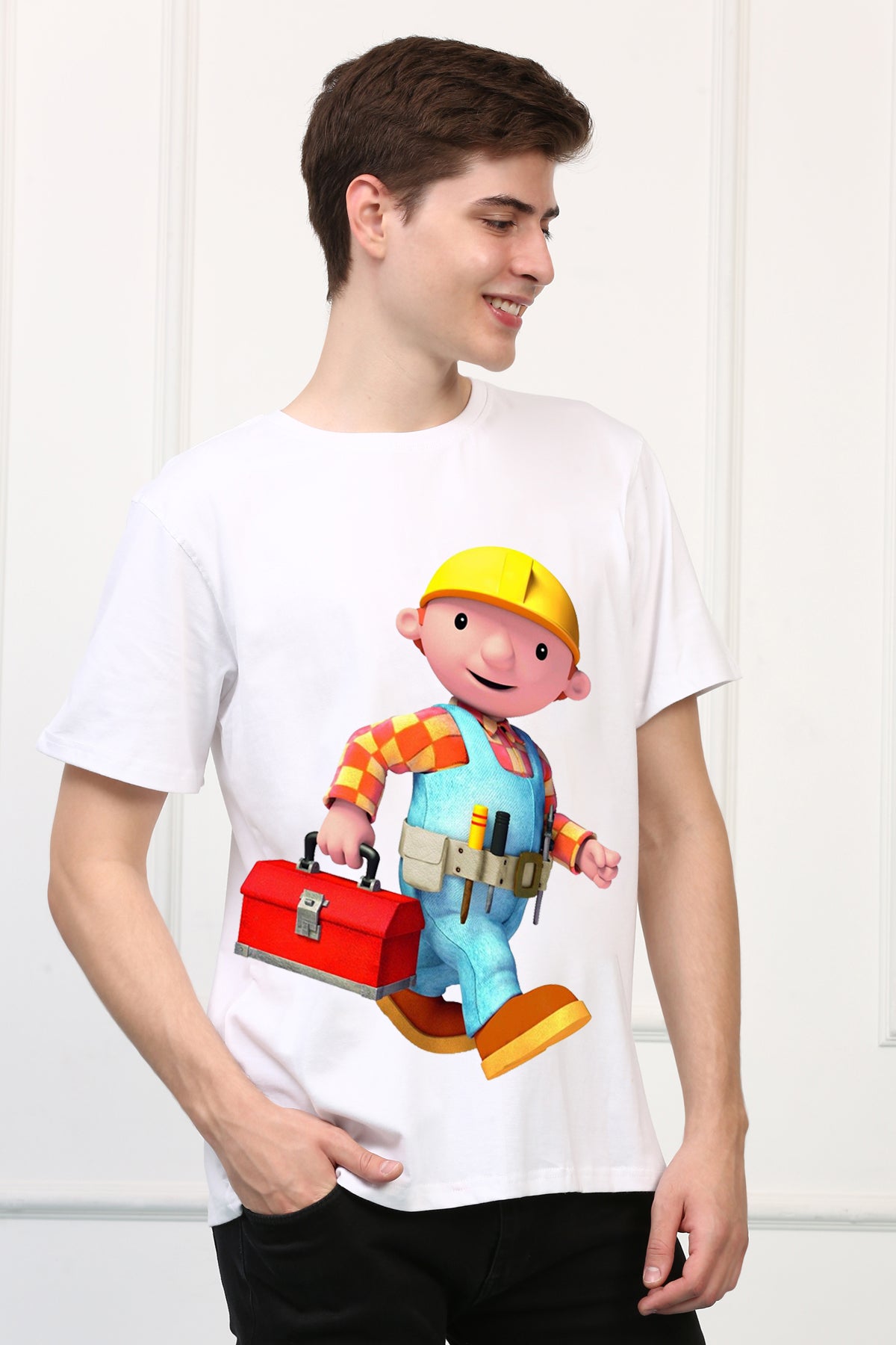 Oversized Bob the Builder Cartoons Printed Tshirt