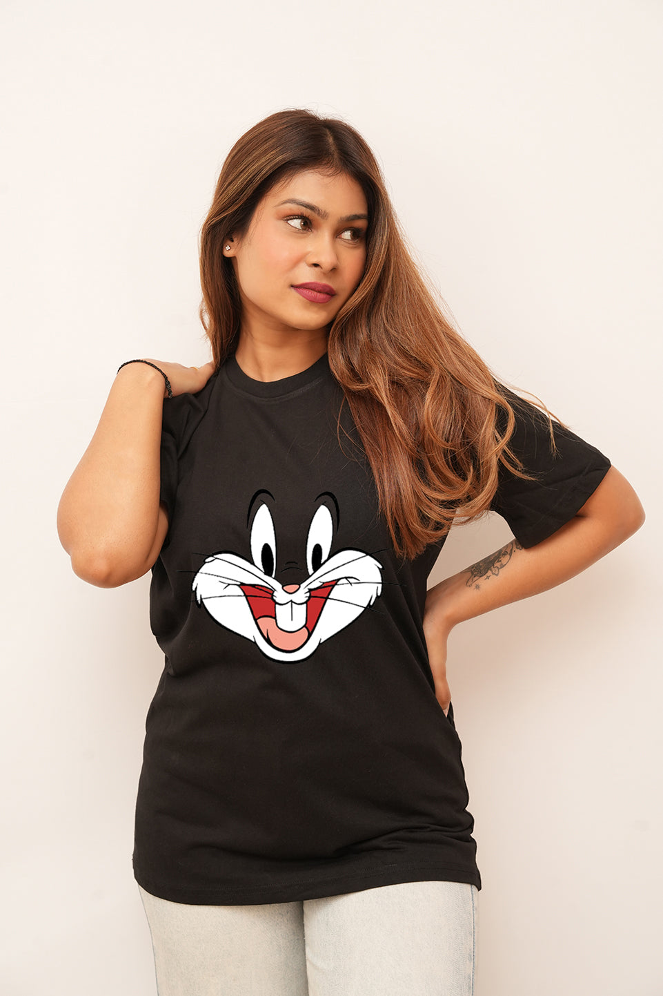 Cartoon Women Oversized Bunny Printed Tshirt