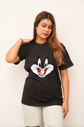 Cartoon Women Oversized Bunny Printed Tshirt