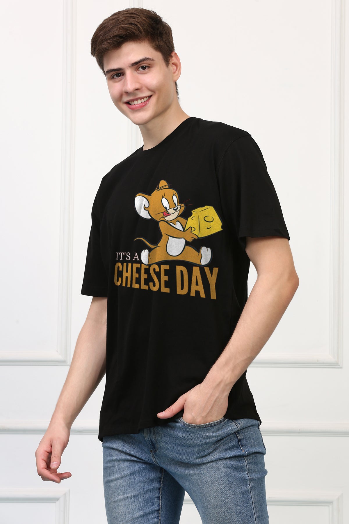 Oversized Cheese Day Cartoons Printed Tshirt