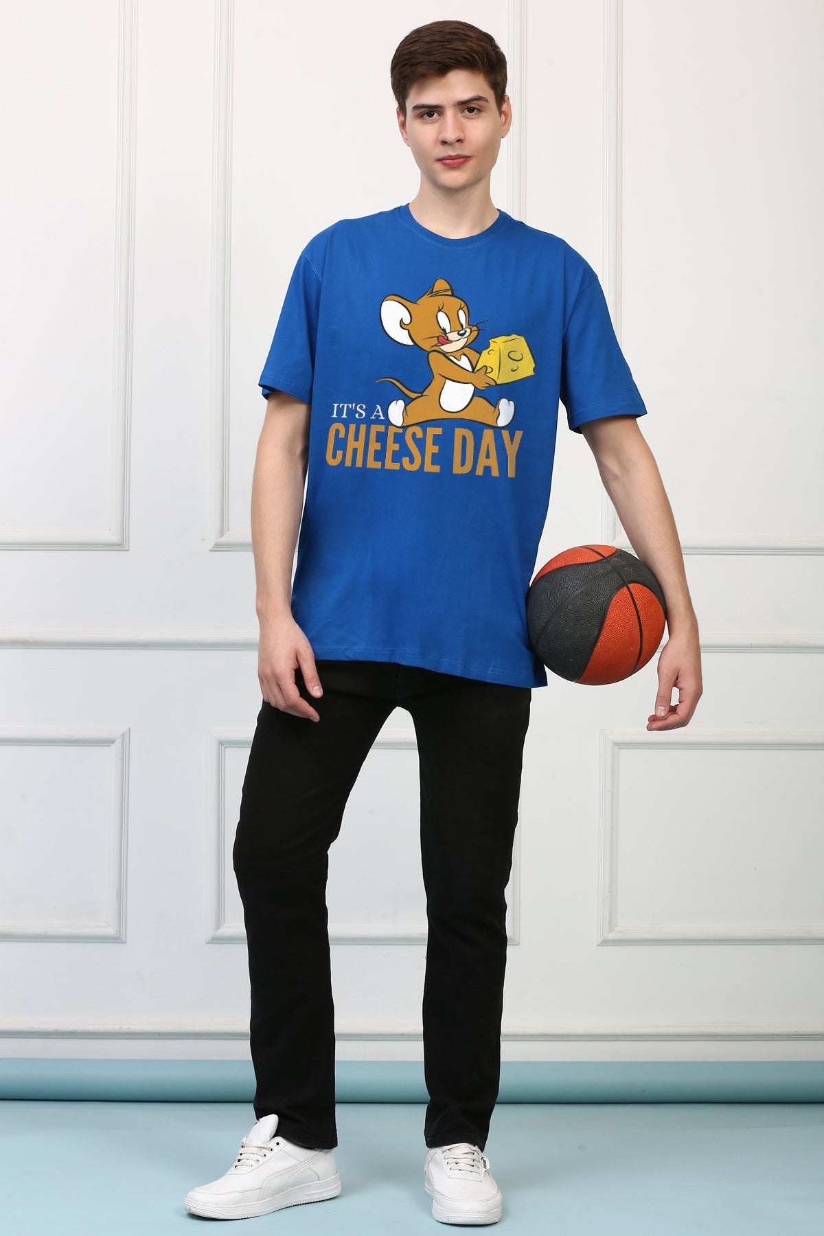 Oversized Cheese Day Cartoons Printed Tshirt