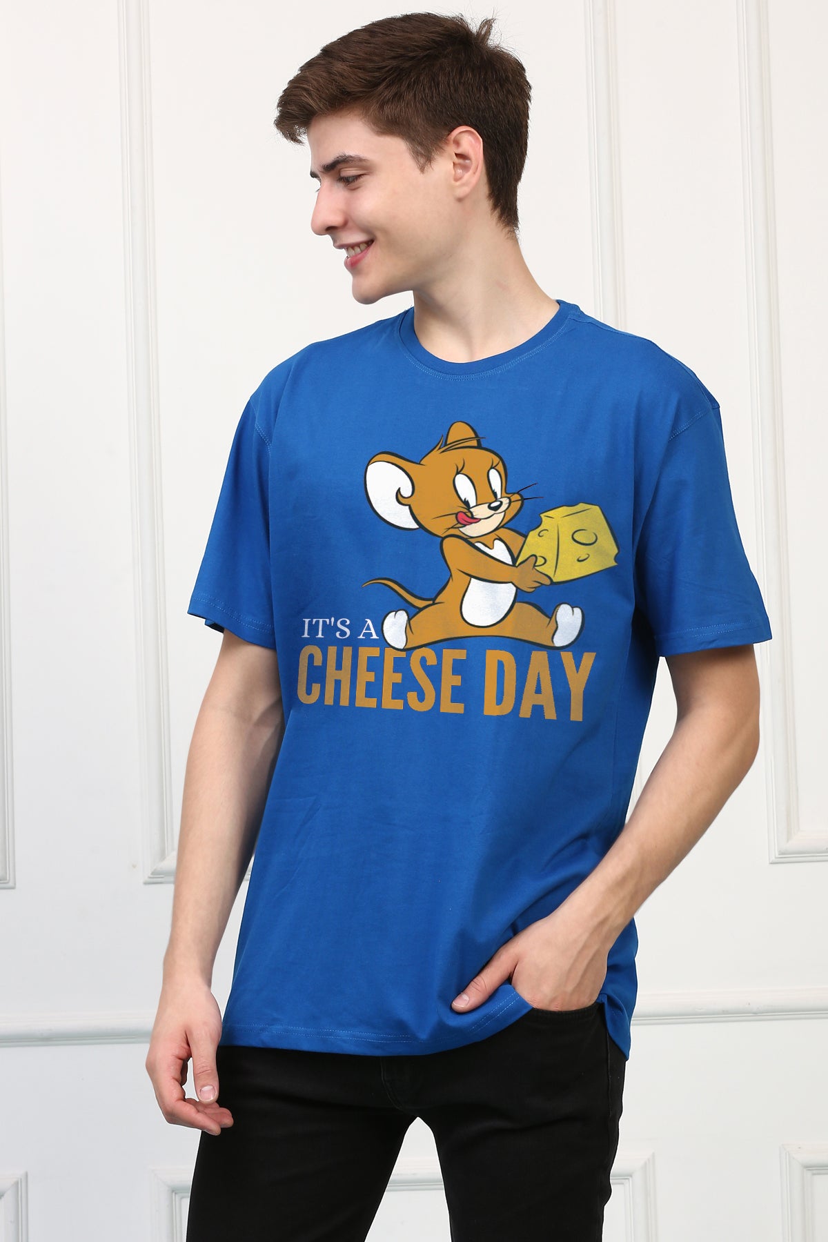 Oversized Cheese Day Cartoons Printed Tshirt