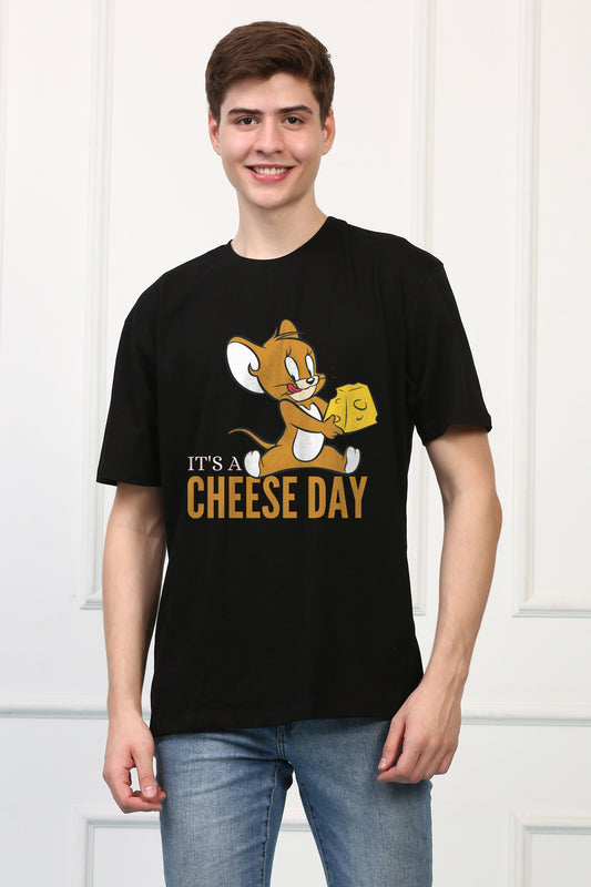 Oversized Cheese Day Cartoons Printed Tshirt