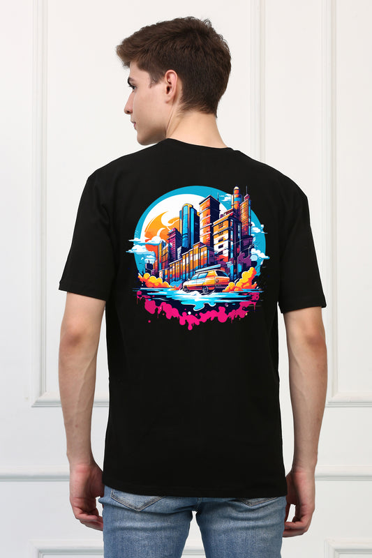 Oversized City Life Printed Tshirt