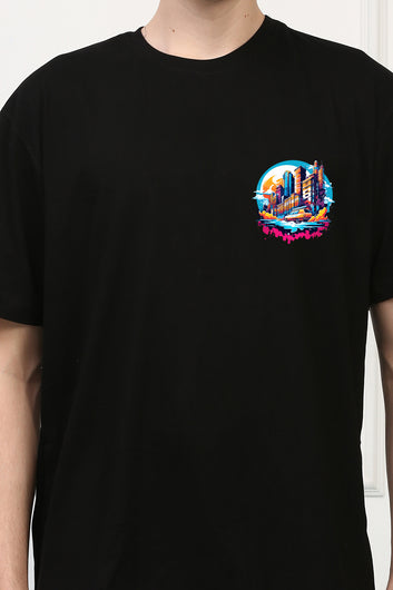 Oversized City Life Printed Tshirt