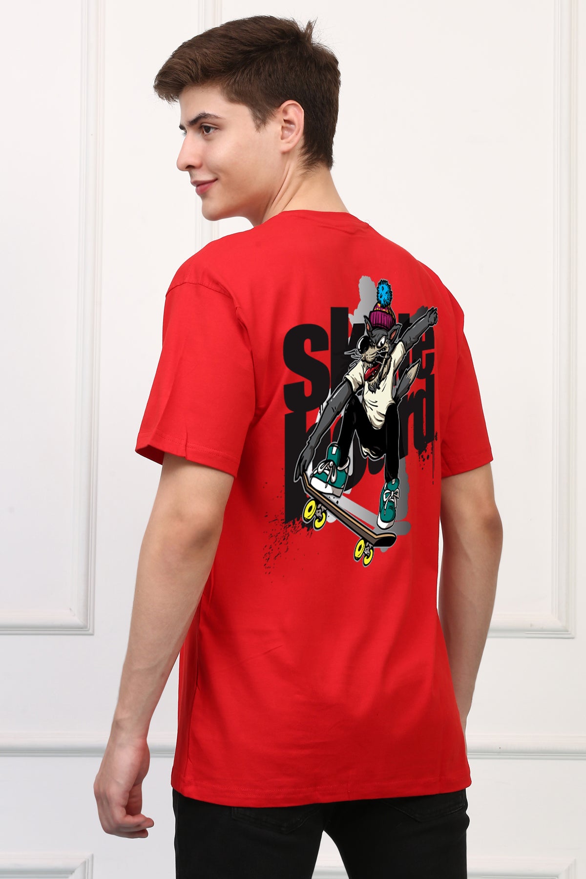 GRAFFITI Cool Wolf Skater Oversized  Printed Tshirt