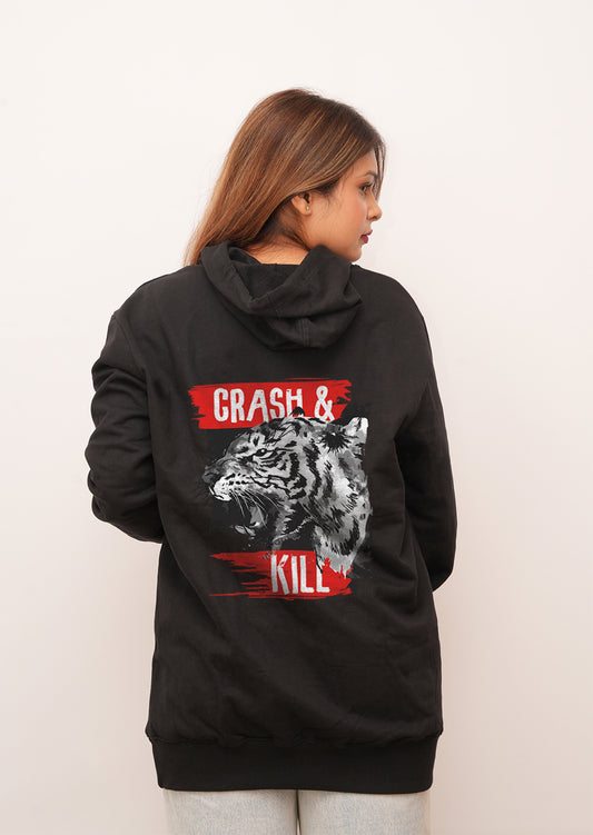 Typography Crash & Kill  Printed Hoodies