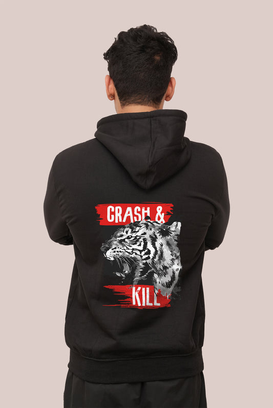 Typography Crash & Kill  Printed Hoodies