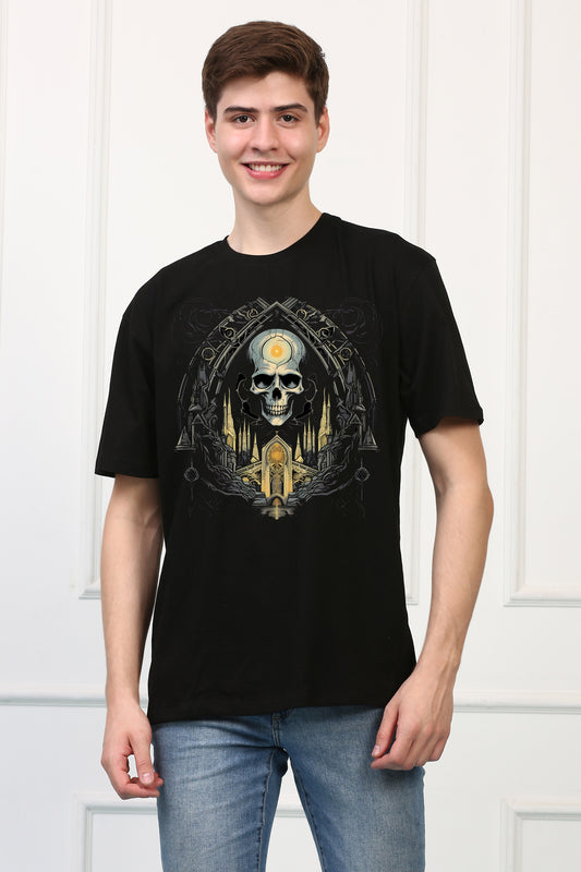 CRYPT 10 Skull Oversized Printed  T-shirt